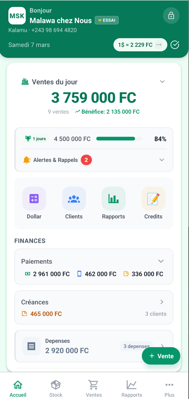 MSKgestion dashboard